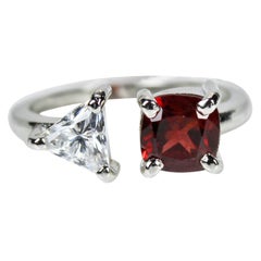 1.15 Carat Cushion Cut Natural Garnet Ring