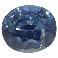 Saphir bleu verdâtre ovale de 3,42 carats certifié GIA du Nigeria  