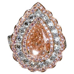 Vintage Emilio Jewelry Gia Certified Internally Flawless Pear Shape Pink Diamond Ring