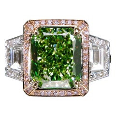 Used Emilio Jewelry Gia Certified 6.00 Carat Natural Green Diamond Ring 