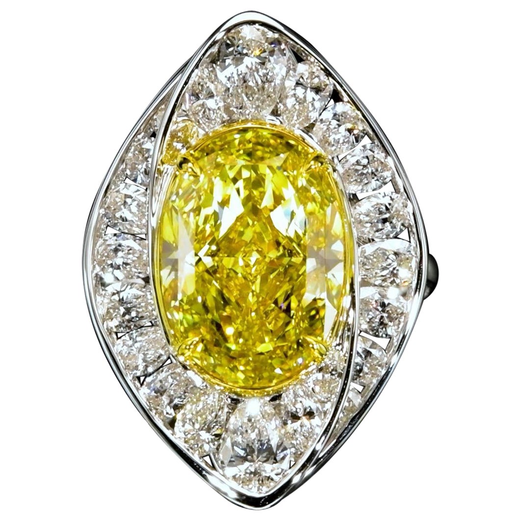 Emilio Jewelry Gia Certified 10.50 Carat Fancy Deep Yellow Diamond Ring 