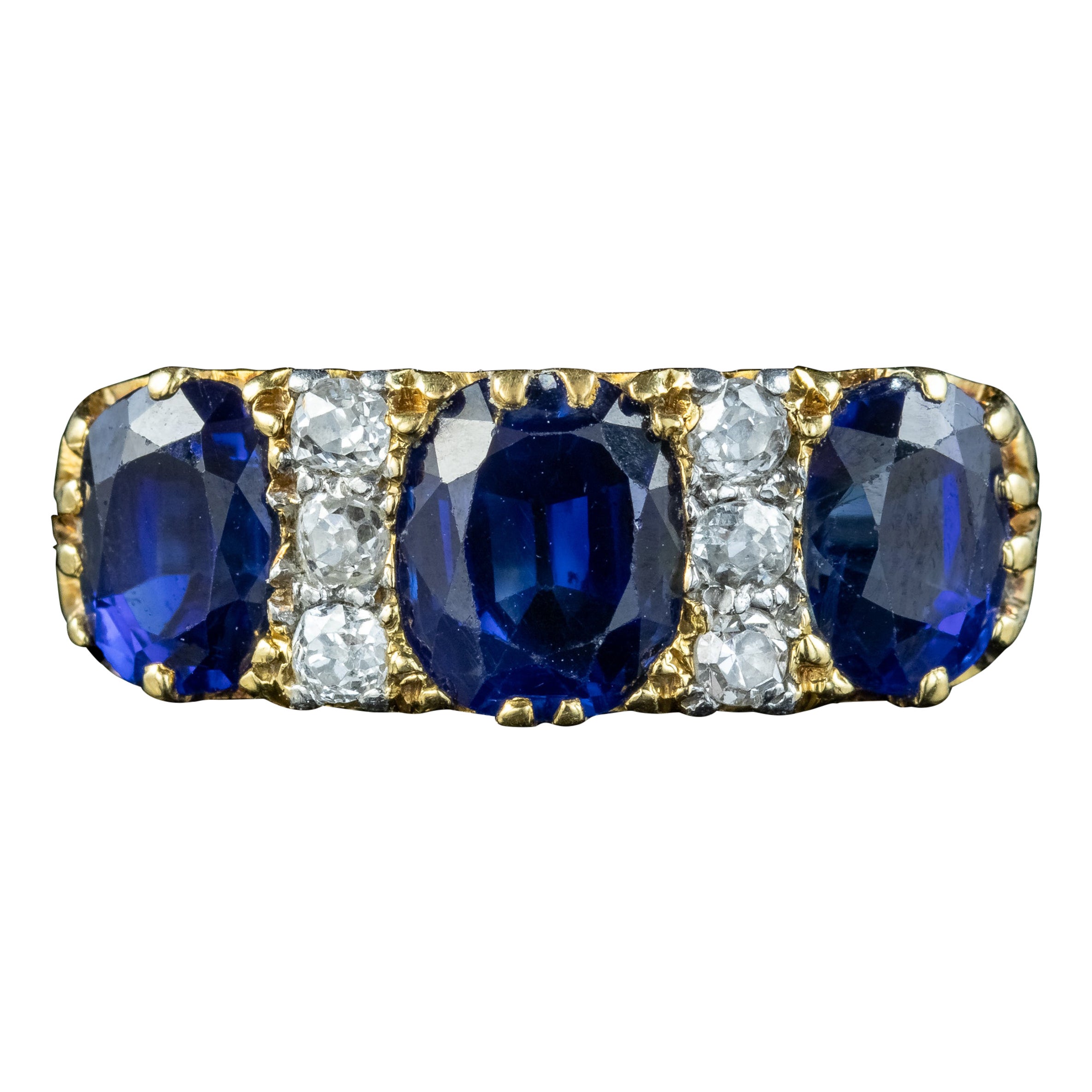 Antique Edwardian Sapphire Diamond Ring 2.7ct Sapphire With Cert For Sale