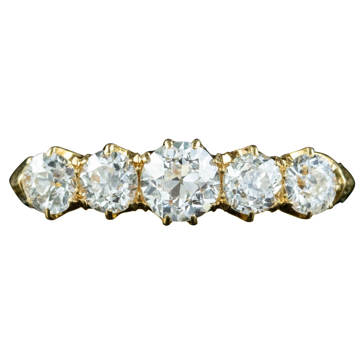 Antique Edwardian Diamond Five Stone Ring 1.4ct Diamond Dated 1909 For Sale