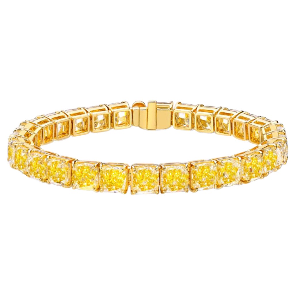 Emilio Jewelry, bracelet avec diamants jaunes certifiés Gia de 1,00 carat chacun 