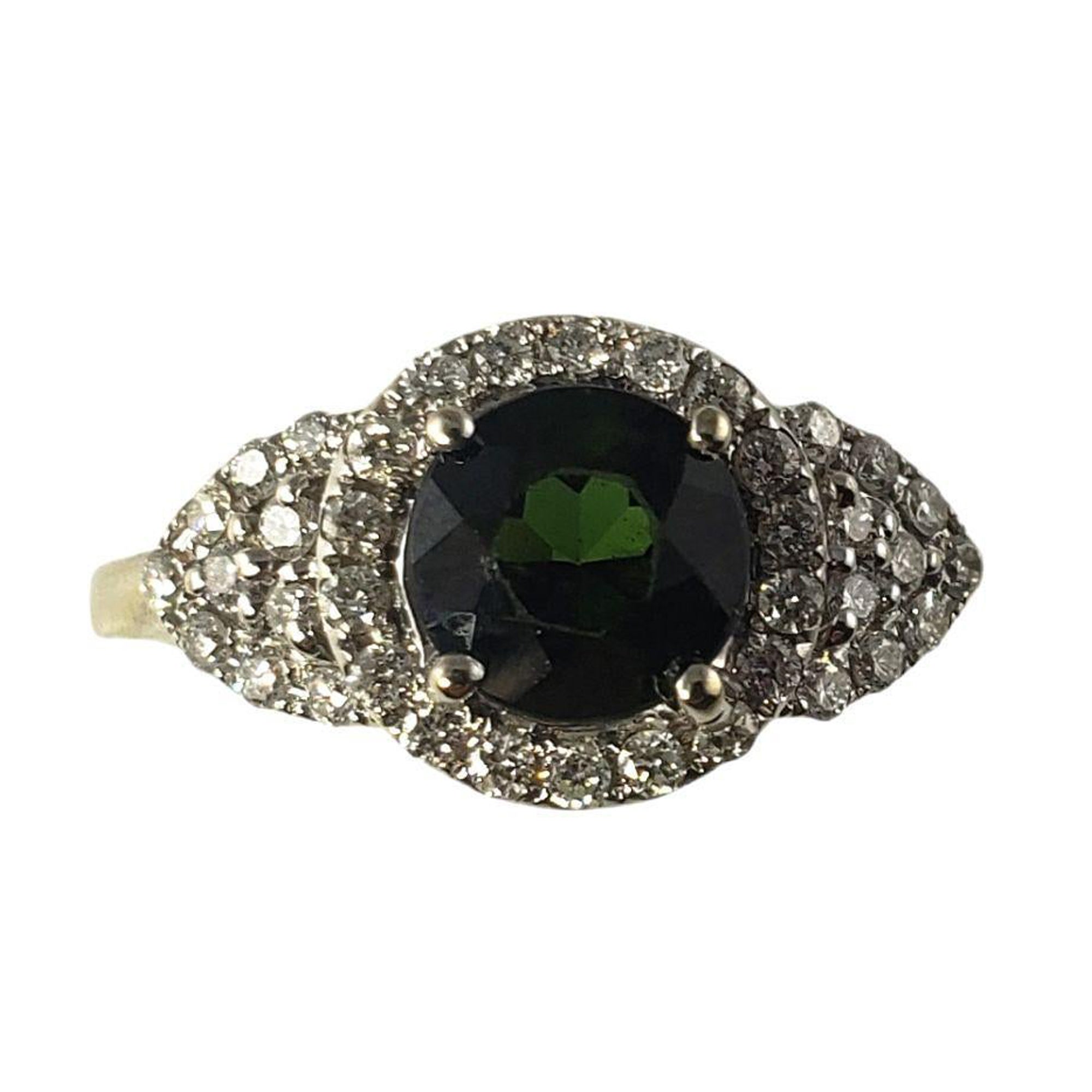 14 Karat White Gold and Tourmaline Ring Size 7.75 For Sale