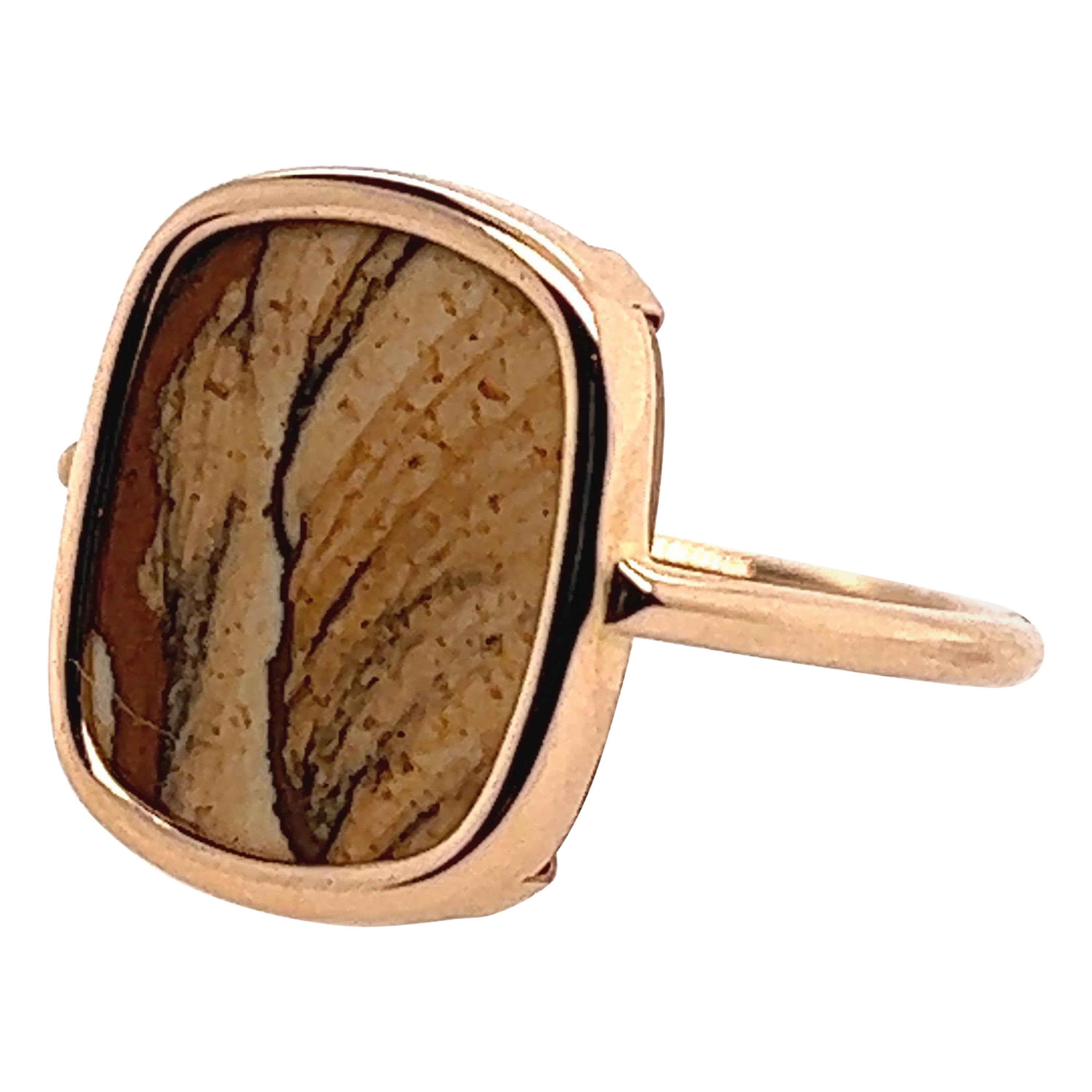 Fashion Ring Jasper Stone 18 Karat Rose Gold