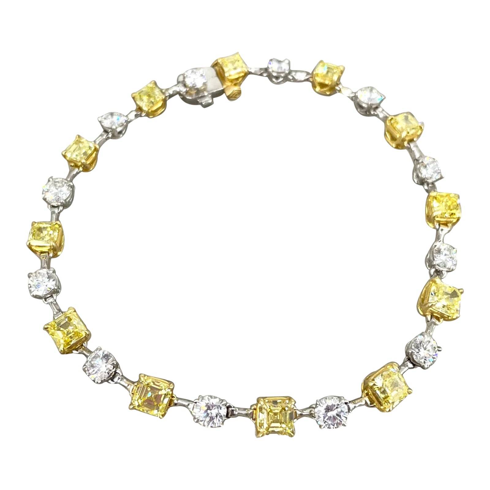 J. Birnbach Yellow and White Diamond Bar Set Bracelet in Platinum & Yellow Gold For Sale