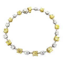 J. Birnbach Bracelet à barres de diamants jaunes et blancs en platine et or jaune
