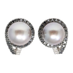 Clip On Black Pearl Earrings - 172 For Sale on 1stDibs