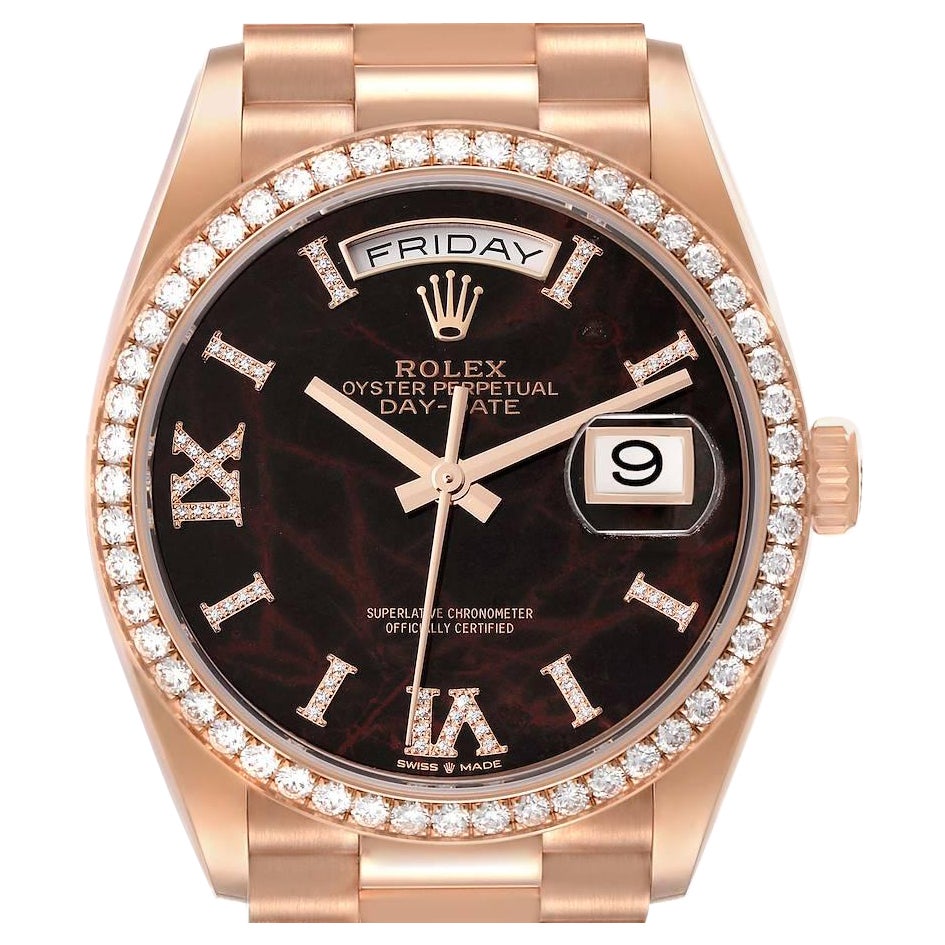 Rolex Montre President Day Date en or rose avec cadran Eisenkiesel et diamants pour hommes en vente