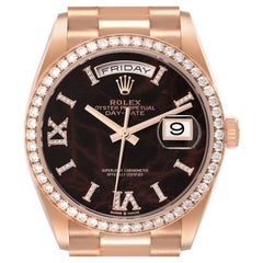 Used Rolex President Day Date Rose Gold Eisenkiesel Dial Diamond Mens Watch