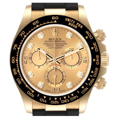 Rolex Daytona Yellow Gold Diamond Dial Ceramic Bezel Mens Watch 116518 Unworn