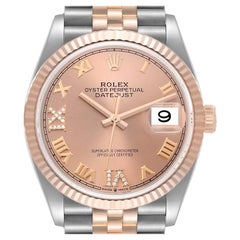 Rolex Datejust 36 Steel EveRose Gold Diamond Mens Watch 126231 Box Card