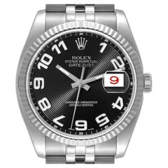 Rolex Datejust Steel White Gold Black Concentric Dial Watch 116234