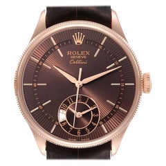 Rolex Cellini Dual Time Everose Rose Gold Automatic Mens Watch 50525 Box Card