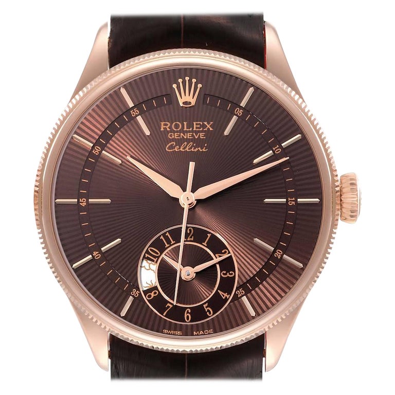 Rolex Cellini Dual Time Everose Rose Gold Automatic Mens Watch 50525 Box  Card at 1stDibs | 50525 rolex, rolex 50525, rolex cellini 1995