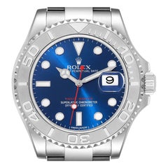 Rolex Yachtmaster 40mm Steel Platinum Blue Dial Mens Watch 116622 Box Card