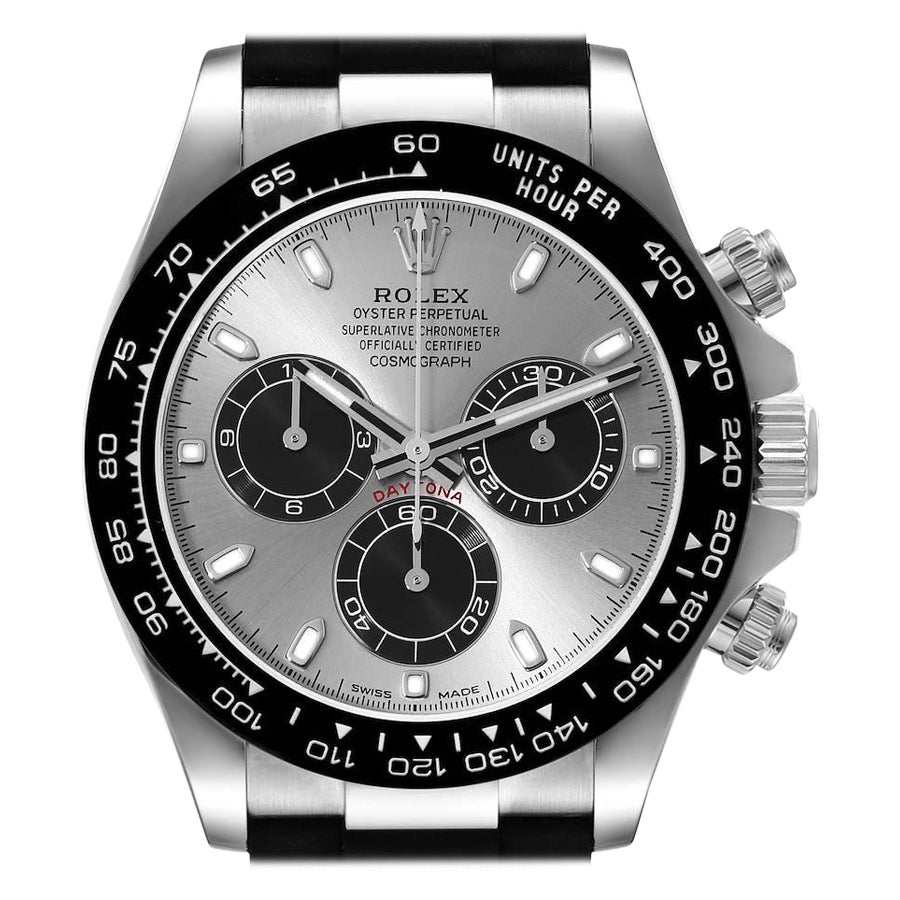 Rolex Cosmograph Daytona White Gold Grey Dial Mens Watch 116519 Box Card For Sale