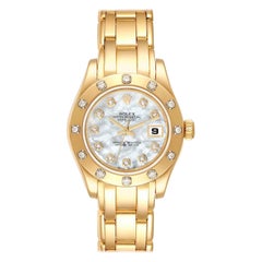 Used Rolex Pearlmaster 18K Yellow Gold MOP Diamond Ladies Watch 80318
