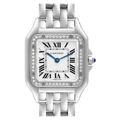 Cartier Panthere Medium Steel Diamond Bezel Ladies Watch W4PN0008 Unworn