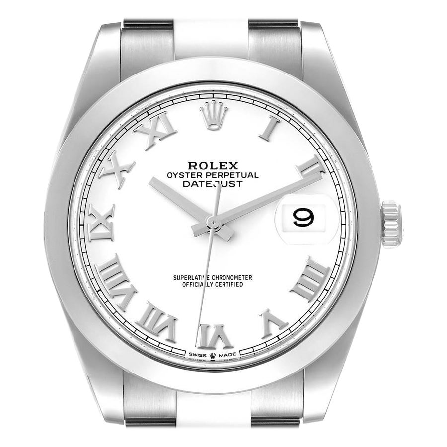 Rolex Datejust 41 Weiße Edelstahl-Herrenuhr 126300 Ungetragen im Angebot