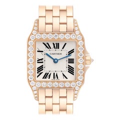 Orologio Cartier Santos Demoiselle Grande Oro Rosa Diamante Donna WF9007Z8