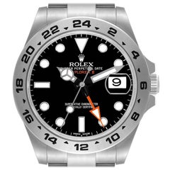 Rolex Explorer II 42 Black Dial Orange Hand Steel Mens Watch 216570 Box Card