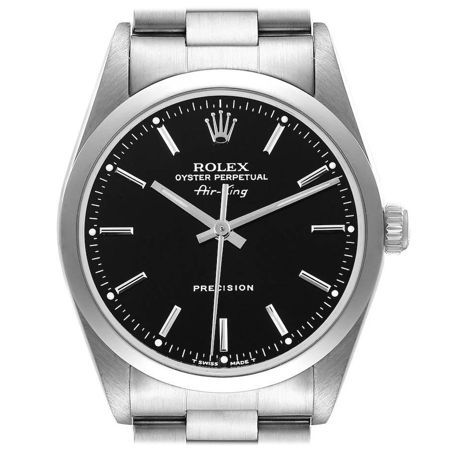 Rolex Air King 34mm Silver Dial Smooth Bezel Steel Mens Watch 14000 For ...