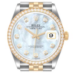 Rolex Datejust 36 Steel Yellow Gold MOP Diamond Dial Ladies Watch 126283