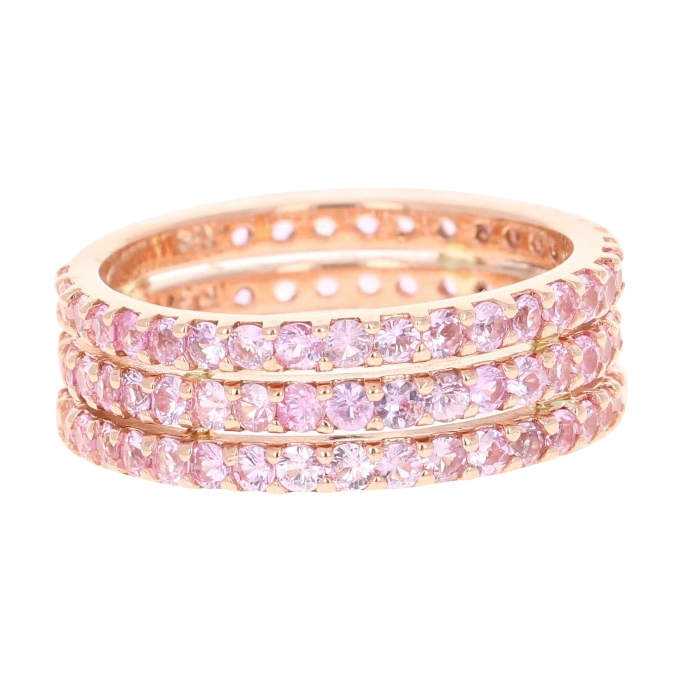 2.44 Carat Natural Pink Sapphire Rose Gold Band For Sale