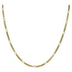 Vintage Designer Balestra 2.8mm Figaro Link Necklace Chain 18k Gold 21 Inch