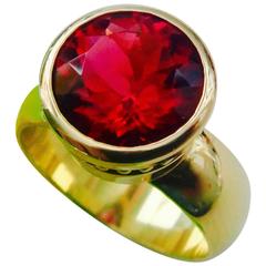 Rubelite Tourmaline Gold "Leah" Ring