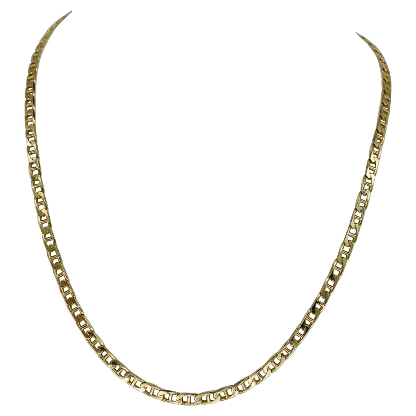 UnoAErre Men's 4.25mm Mariner Curbed Link Chain Necklace 14k Gold For Sale