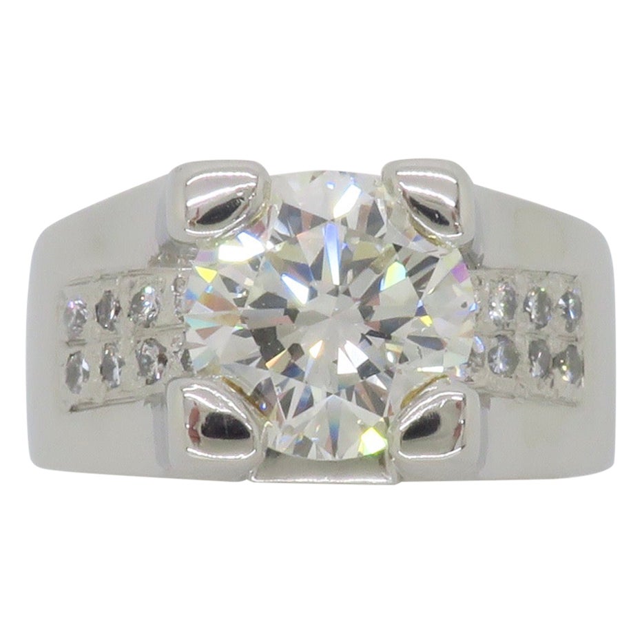 Stunning Custom 3.36CTW Diamond Platinum Ring For Sale