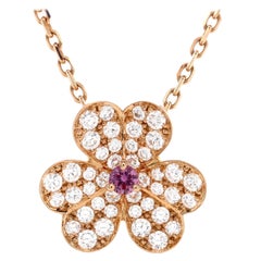 Van Cleef & Arpels Frivole Pendant Necklace 18k Rose Gold with Pink Sapphire