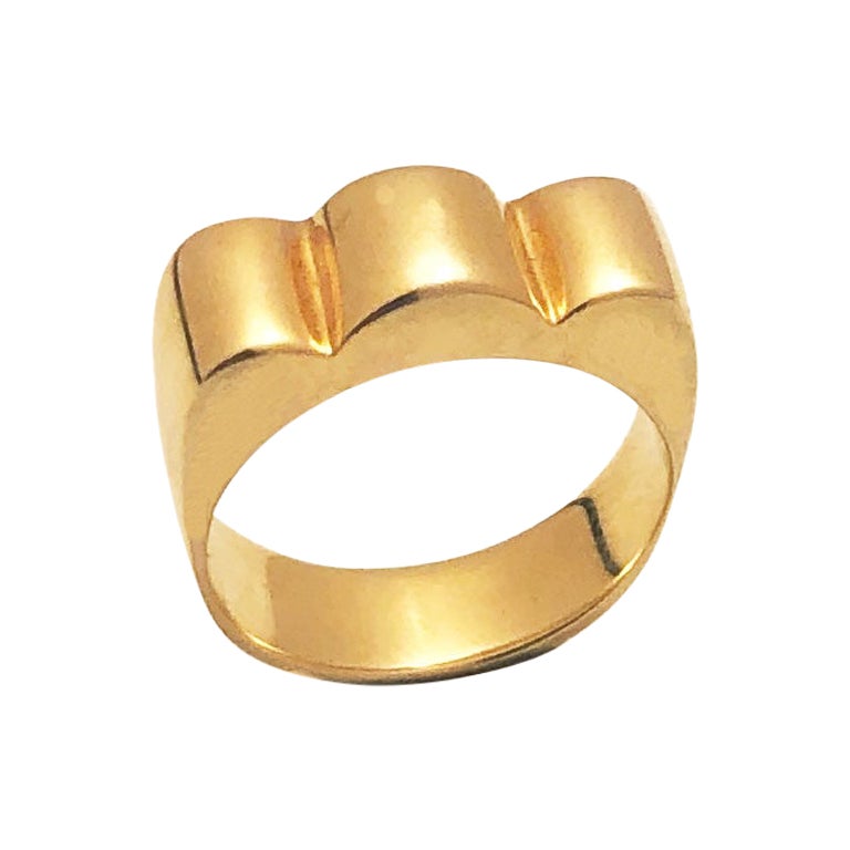For Sale:  'Scallop' Gold Vermeil Stackable Ring by Emerging Designer Brenna Colvin