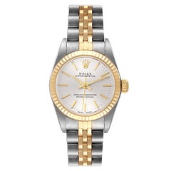 Rolex Oyster Perpetual Silver Dial Steel Yellow Gold Watch 76193