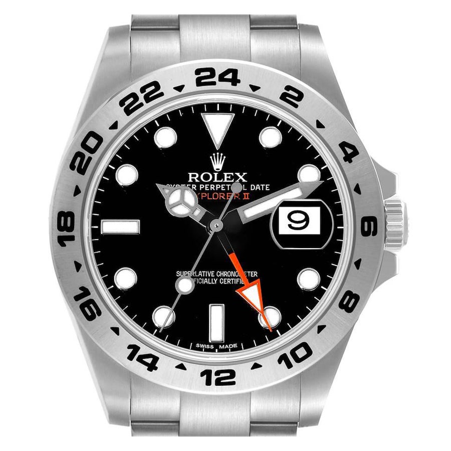 Rolex Explorer II 42 Black Dial Orange Hand Steel Mens Watch 216570 Box Card