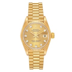 Vintage Rolex Datejust President Yellow Gold Diamond Dial Ladies Watch 69178