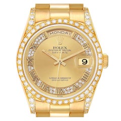 Rolex President Day-Date Yellow Gold Myriad Dial Diamond Lugs Mens Watch 18388