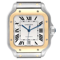 Cartier Santos Large Steel Yellow Gold Mens Watch W2SA0009 Card