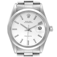 Rolex OysterDate Precision Silver Dial Steel Vintage Mens Watch 6694