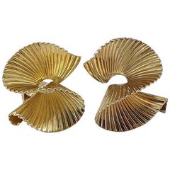 Retro Tiffany & Co. Ruffle Earrings in Gold