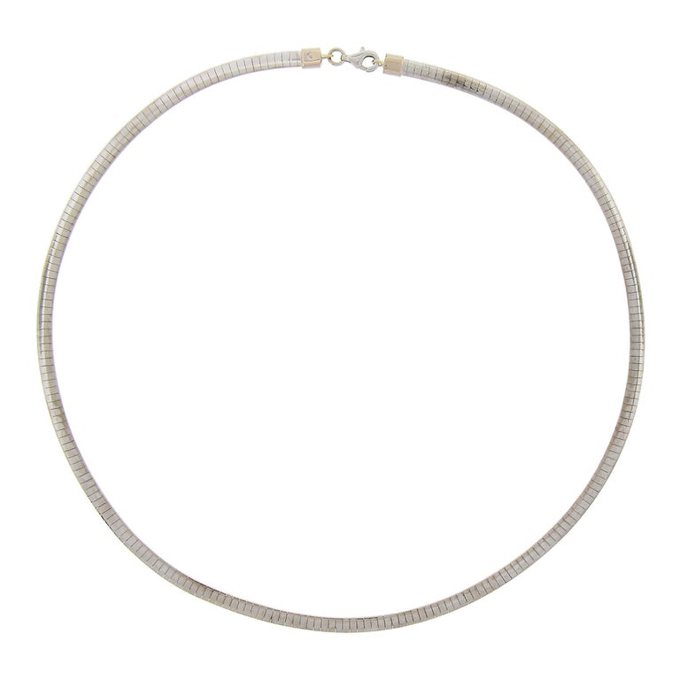 1stDibs - Solid 18K Polished & Brushed Finish Geometric Link Necklace Yellow Gold
