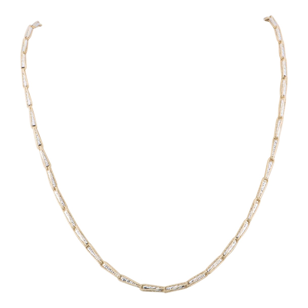 18" Two-Tone 14K Yellow & White Gold Specialty Sparkle Chain Necklace 6.7g R4510 For Sale