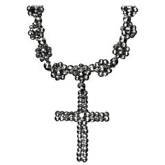 Victorian Cut Steel Necklace with Cross Pendant