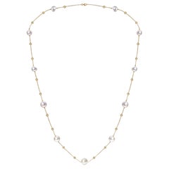 GILIN Halskette aus 18 Karat Gelbgold mit Diamanten und Perlen