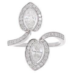 Used 1.28 Carat Marquise & Round Diamond Wrap Ring 14 Karat White Gold Fine Jewelry