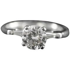 1930s 1.34 Carat Round Diamond Platinum Engagement Ring