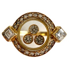 Chopard Rare Vintage Happy Diamonds Anello con diamanti in oro giallo 18k con scatola